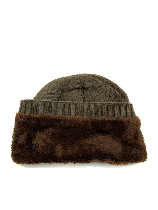 Beanie Unisex Σκούφος Πλεκτός σε Καφέ χρώμα