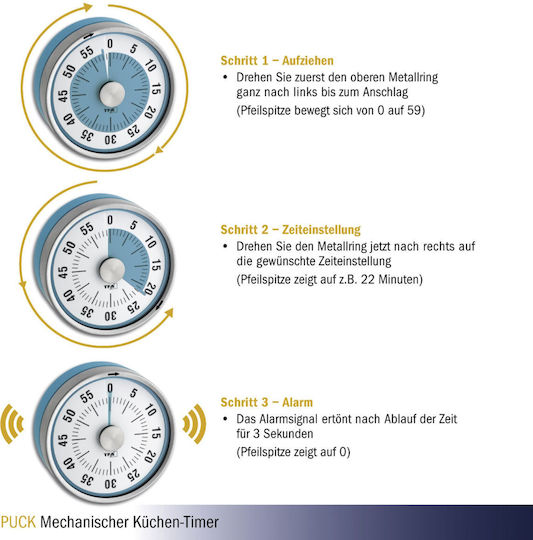 TFA Countdown Analog Kitchen Timer Puck
