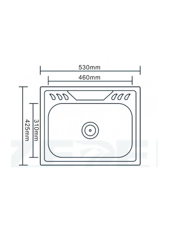Inter Ceramic Ένθετος Νεροχύτης Inox με Μπαταρία Μ53xΠ42cm Ασημί