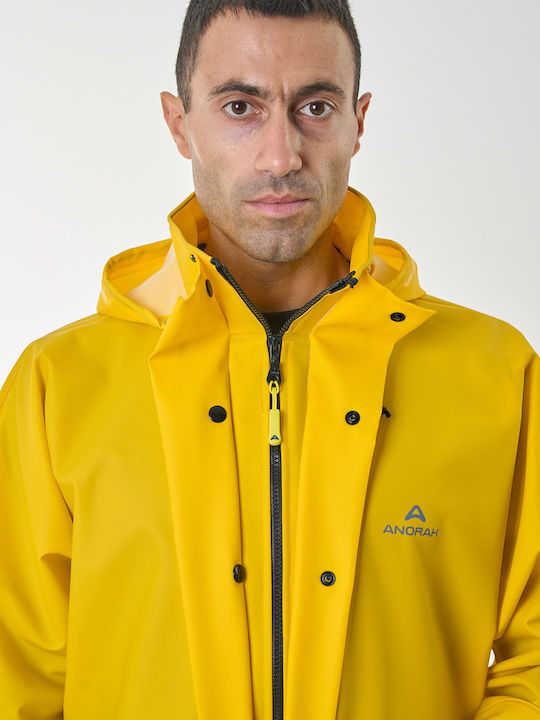 Anorak Waterproof Jacket Work Yellow with Detachable Hood