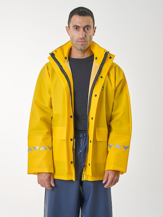 Anorak Waterproof Jacket Work Yellow with Detachable Hood