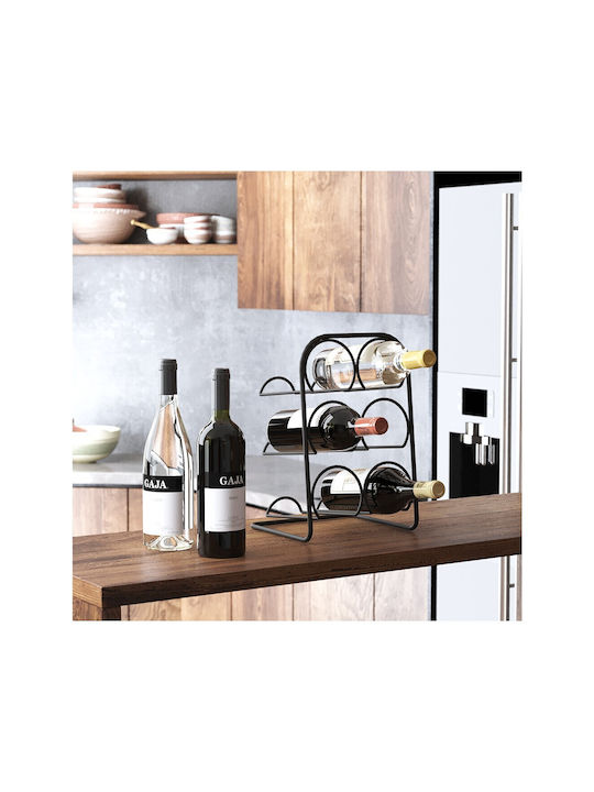 Tekno-Tel Tabletop Suport pentru Sticle Metal pentru 6 Sticle Neagră 20x20x34εκ.