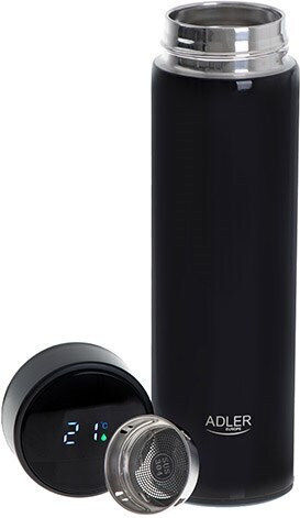Adler Μπουκάλι Θερμός Ανοξείδωτο 470ml Μαύρο με Επιστόμιο