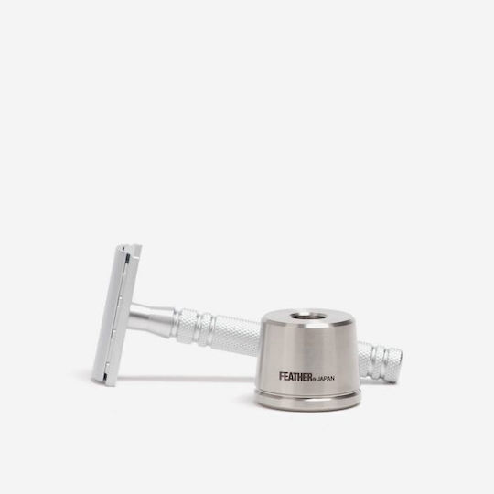 Feather All Stainless Steel Double-Edge AS-D2S Ξυραφάκι Ασφαλείας Ανοιχτού Τύπου για Ευαίσθητες Επιδερμίδες με Βάση