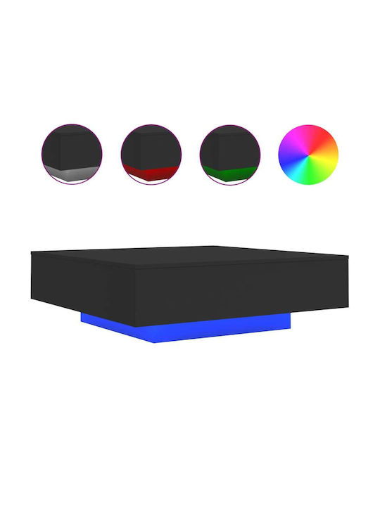Square Central Wooden Coffee Table Black W100xD100xH31cm