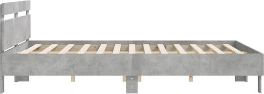Bett Übergröße Holz Grey Concrete mit Latten für Matratze 160x200cm