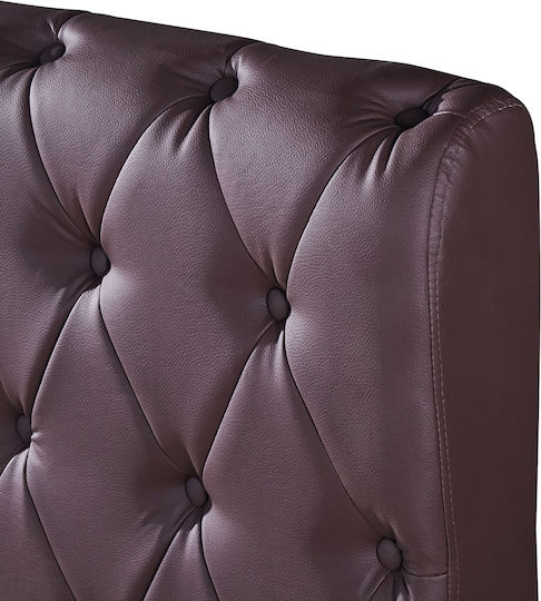 Arabis Pat Dublu Tapițat cu Piele Ecologică Maro cu Lamele pentru Saltea 150x200cm