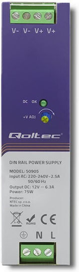Qoltec Τροφοδοτικό LED Ισχύος 75W με Τάση Εξόδου 12V
