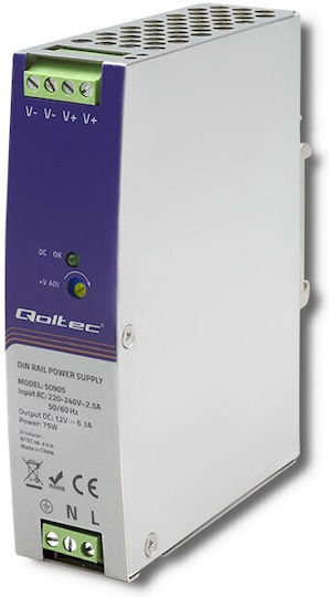 Qoltec Τροφοδοτικό LED Ισχύος 75W με Τάση Εξόδου 12V