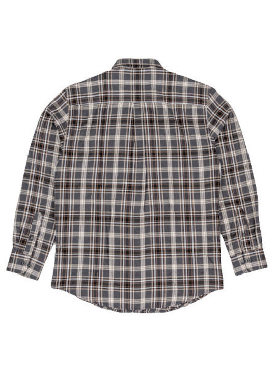 Losan Men's Shirt Long Sleeve Flannel Checked Gray