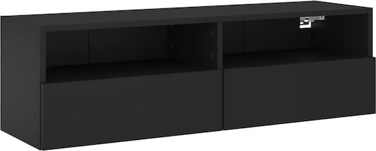 TV Stand Wooden Black Velvet-Black Metal L100xW30xH30cm