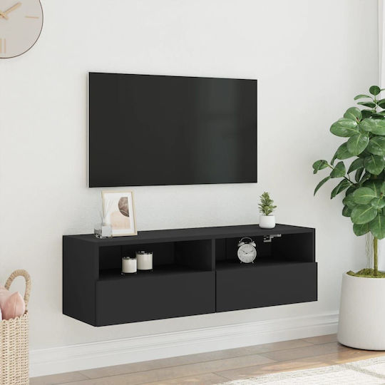 TV Stand Wooden Black Velvet-Black Metal L100xW30xH30cm