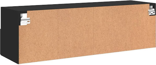 TV Stand Wooden Black Velvet-Black Metal L100xW30xH30cm