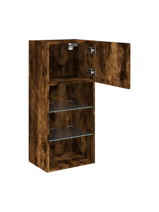Hanging Living Room Cabinet Made of Particle Board with Lighting Smoky Oak 40.5x30x90cm