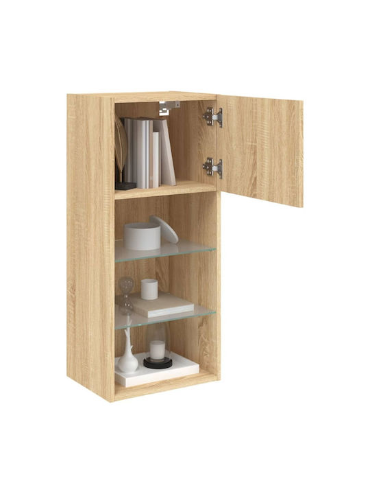 Hanging Living Room Cabinet made of Particle Board with Lighting Sonoma Oak 40.5x30x90cm