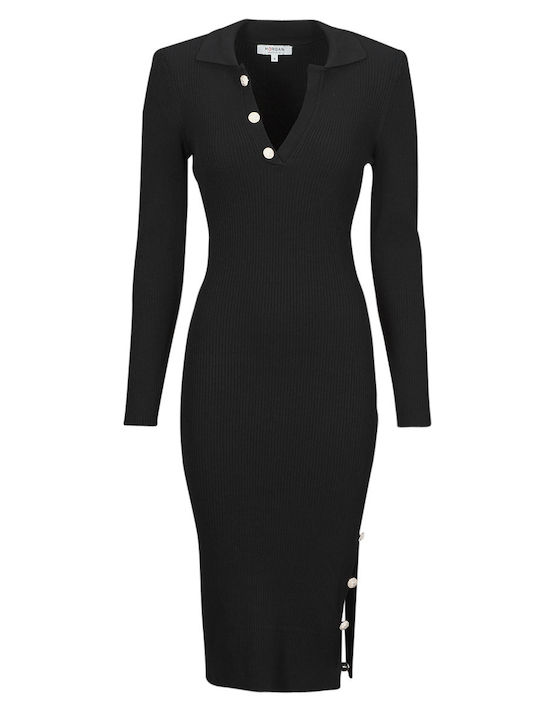 Rochie Midi Tricotată Neagră