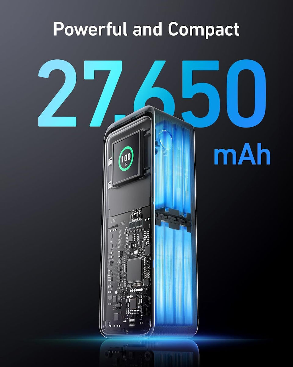Anker Prime Power Bank 27650mAh cu Port USB-A și 2 Porturi USB-C