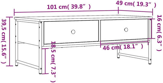 Rectangular Central Wooden Coffee Table with Drawers Sonoma Oak M101xW49xH39.5cm