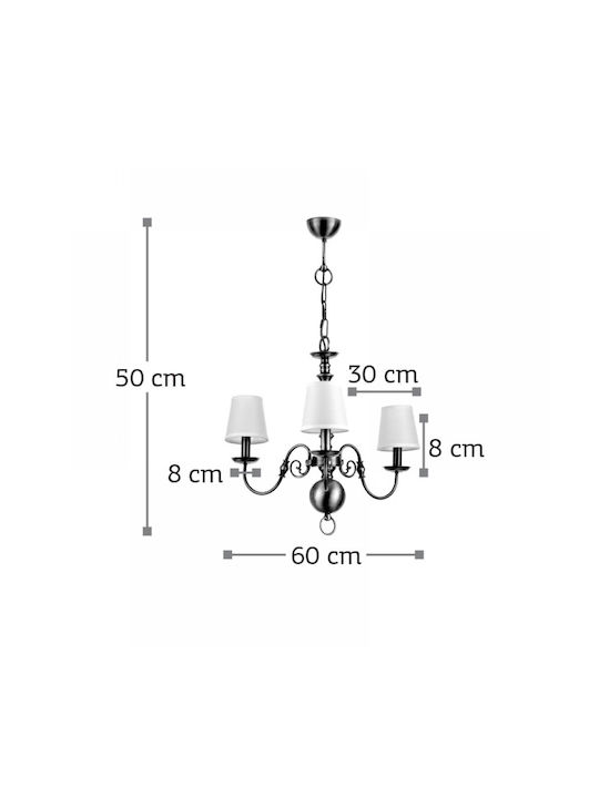 Inlight Kronleuchter 3xE27 mit Schirmen Weiß 5309-3