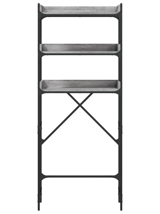 vidaXL Rafturi de baie Raft Baie Lemn cu 3 Rafturi 67x25x163cm Gri