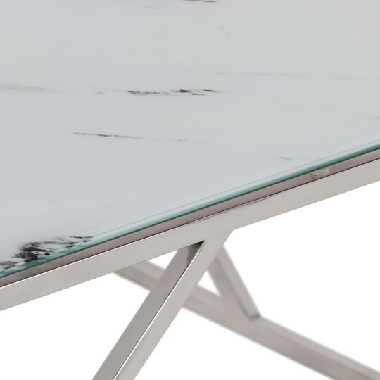 Square Central Glass Coffee Table Silver 80xWidth 80xHeight 40 cm