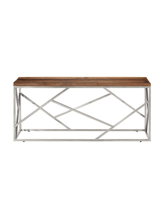Rectangular Central Coffee Table Made of Solid Wood Silver M110xW45xH45cm