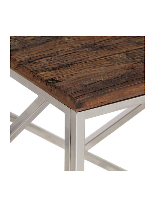 Rectangular Central Coffee Table Made of Solid Wood Silver M110xW45xH45cm