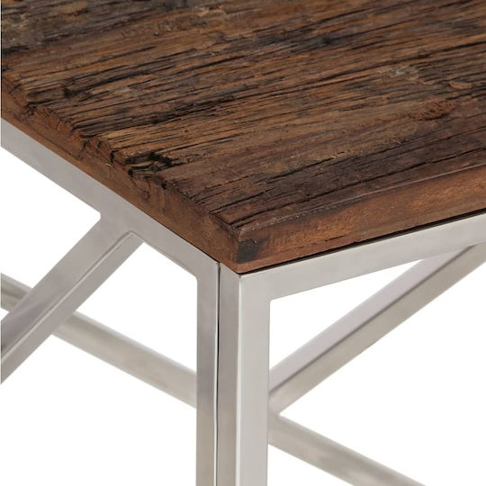 Rectangular Central Coffee Table Made of Solid Wood Silver M110xW45xH45cm