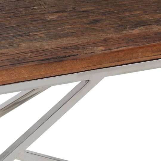 Rectangular Central Coffee Table Made of Solid Wood Silver M110xW45xH45cm
