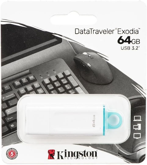 Kingston DataTraveler Exodia 64GB USB 3.2 Stick White