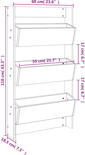 vidaXL Ζαρντινιέρα Ξύλινη Μαύρη 60x18.5x110εκ.
