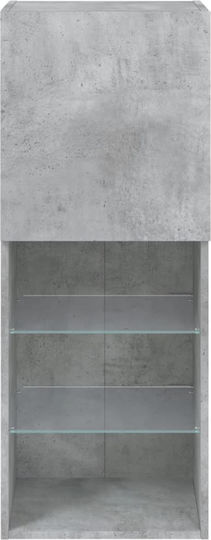 Hängeschrank fürs Wohnzimmer aus Spanplatte in Betongrau mit LED-Beleuchtung 40,5 x 30 x 102 cm