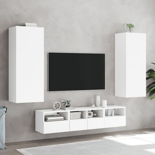 Hängeschrank fürs Wohnzimmer aus Spanplatte Weiß 40,5 x 30 x 102 cm