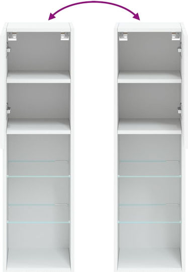 Dulap Suspendat pentru Sufragerie din Placă Aglomerată Alb cu Iluminare LED 30,5x30x102 cm