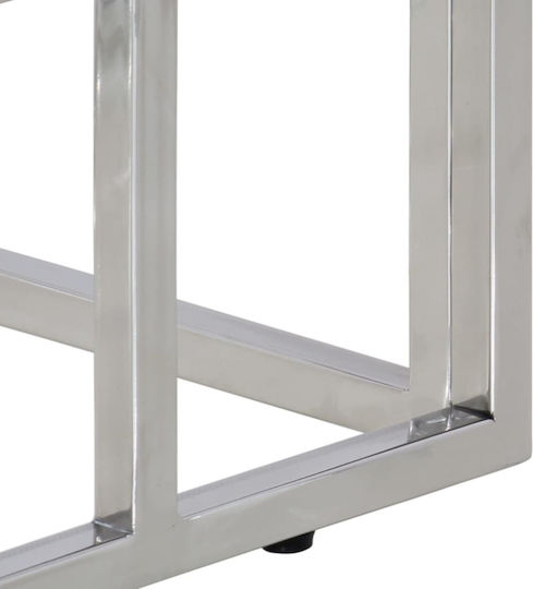 Console Table Metal with Glass Surface Silver L110xW35xH70cm