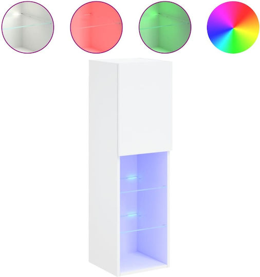 Dulap Suspendat pentru Sufragerie din Placă Aglomerată Alb cu Iluminare LED 30,5x30x102 cm