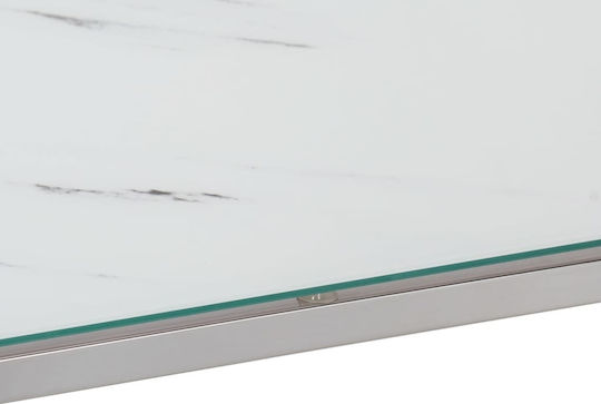 Console Table Metal with Glass Surface Silver L110xW35xH70cm