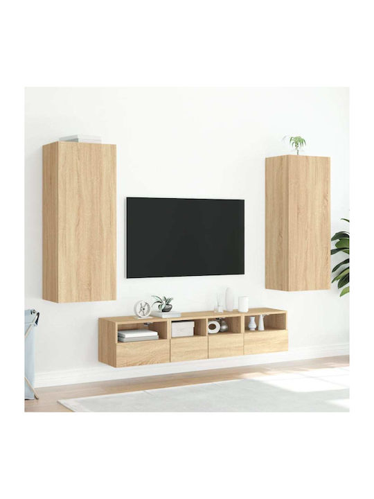 Wall-Mounted Living Room Cabinet made of Particle Board Sonoma Oak 40.5x30x102cm