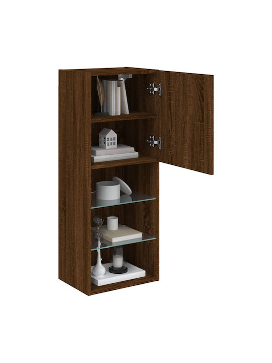 Dulap Pandantiv Pentru Sufragerie Din Placă Din Lemn Agregat Cu Iluminare Stejar Maro 40.5x30x102cm