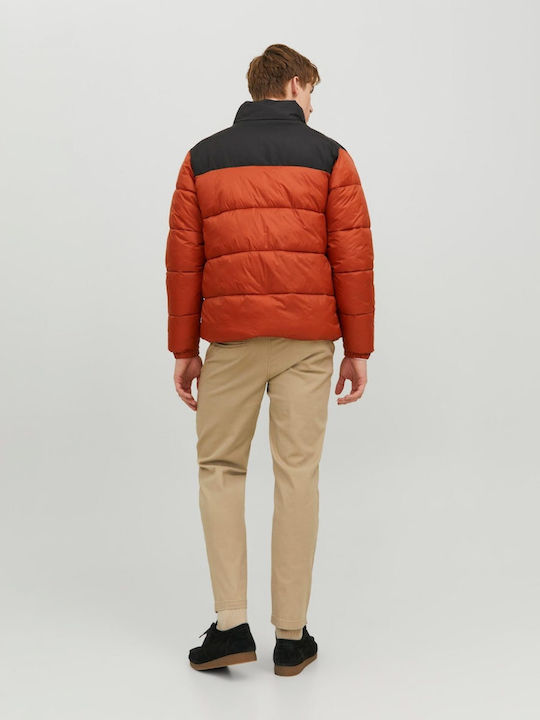 Jack & Jones Men's Winter Puffer Jacket Orange