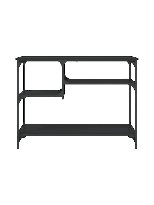 Console Table Wood & Metal Black Velvet-Black Metal L100xW35xH75cm