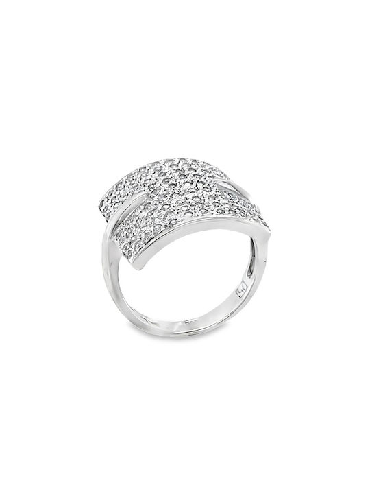 Xryseio Women's White Gold Ring with Zircon 14K