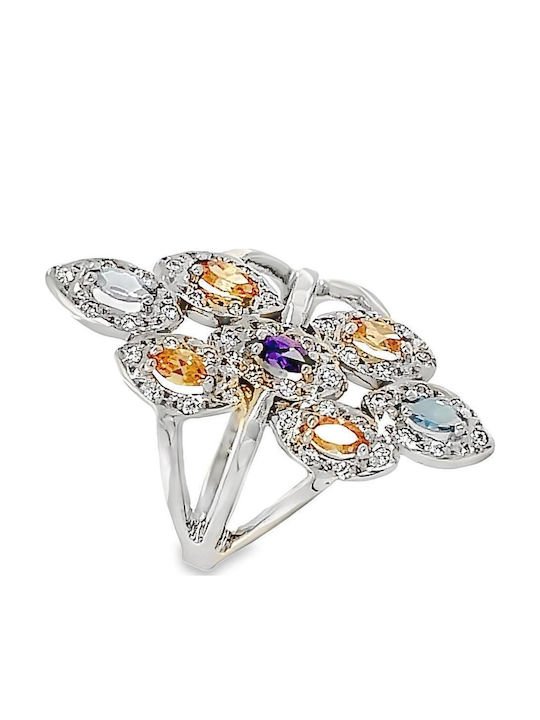 Xryseio Damen Ring mit Zirkonia aus Weißgold 14K
