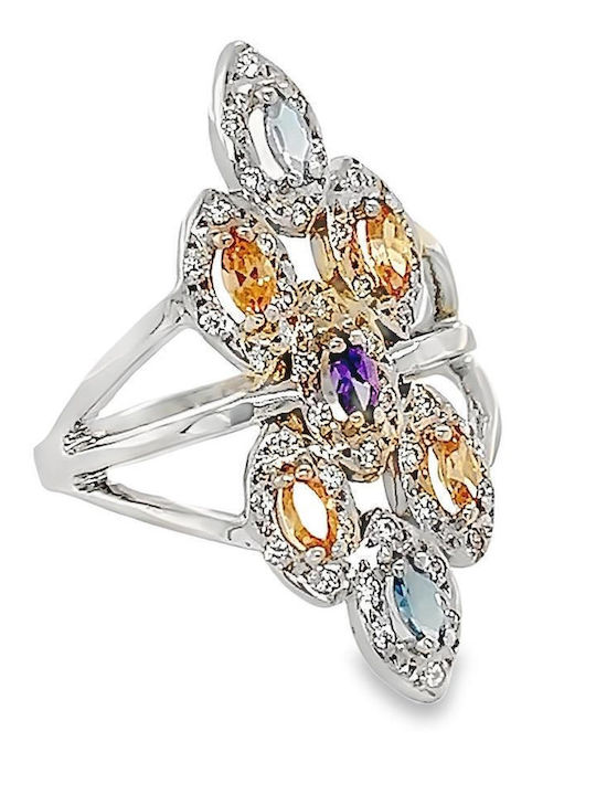 Xryseio Damen Ring mit Zirkonia aus Weißgold 14K