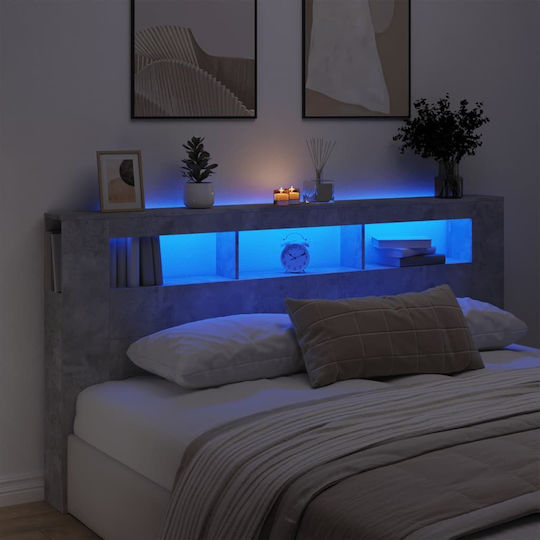 vidaXL Hölzernes Kopfstützen für Betten Grau 200x103,5cm