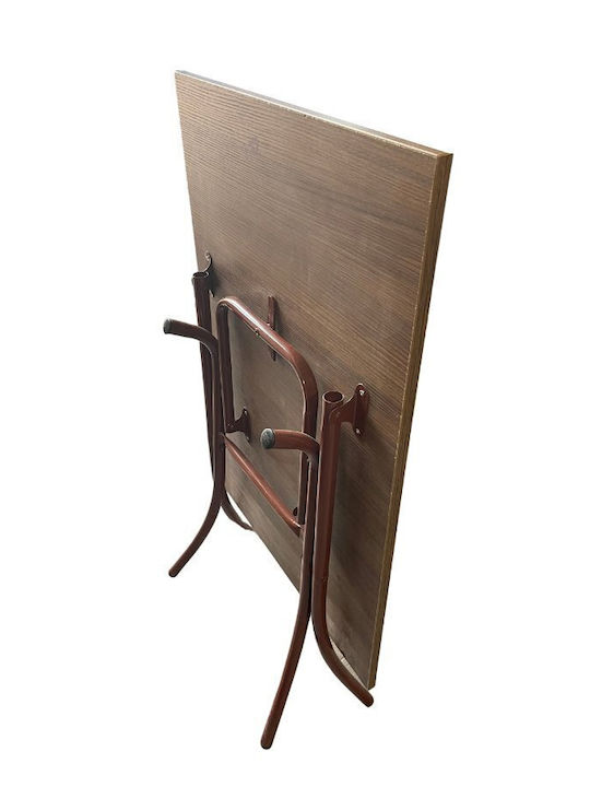 Table Kitchen Collapsible Wooden with Metal Frame Brown 100x70x75cm