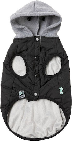 Fuzzyard Hundemantel Kapuzen Schwarz mit Rückenlänge 40 cm.