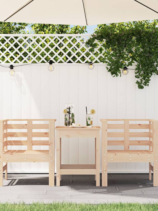 Outdoor Armchair Wooden Coffee 2pcs 61.5x53x71cm