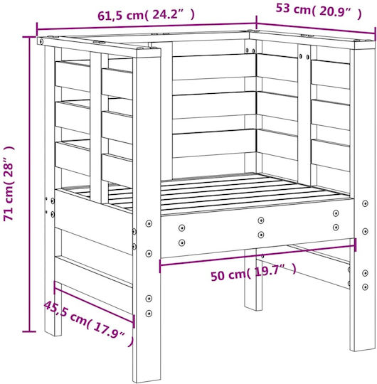 Outdoor-Sessel Hölzernes Weiß 2Stück 61.5x53x71εκ.