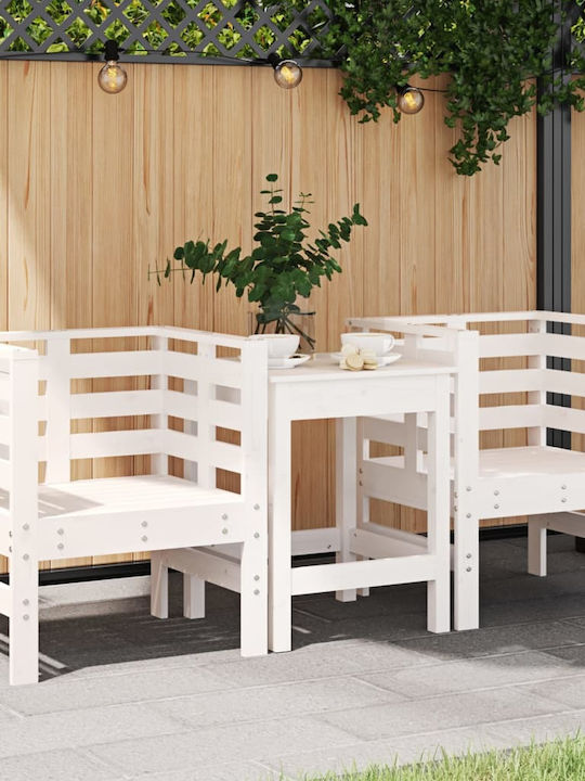 Fotoliu de exterior Lemn Alb 2buc 61.5x53x71cm